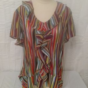East 5th Womens Button Up Ruffle Hem Multi